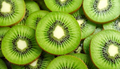 Close up of vibrant kiwi fruit slices