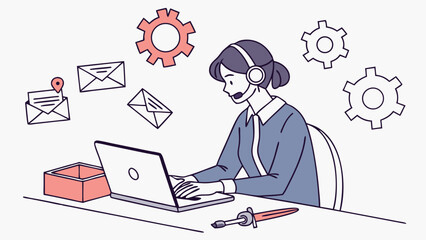 Fototapeta premium Customer service representative working on laptop 5.