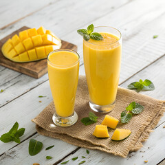 fresh orange juice and fruits