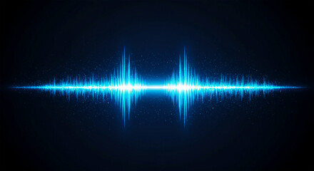 Dynamic blue light wave with glowing particles, abstract technology background.