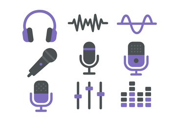 Audio Recording and Sound Wave Icons
