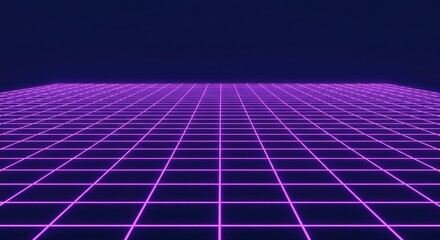 80s Retro Grid Floor with Vibrant Pink Neon Lines