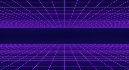 80s Retro Grid,  Neon Purple Perspective Illusion