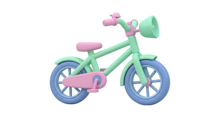 Colorful kids bicycle with soft pastel tones and minimalistic design suitable for playful outdoor activities