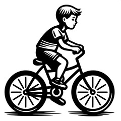 Obraz premium Boy on Bicycle | Simple Outline