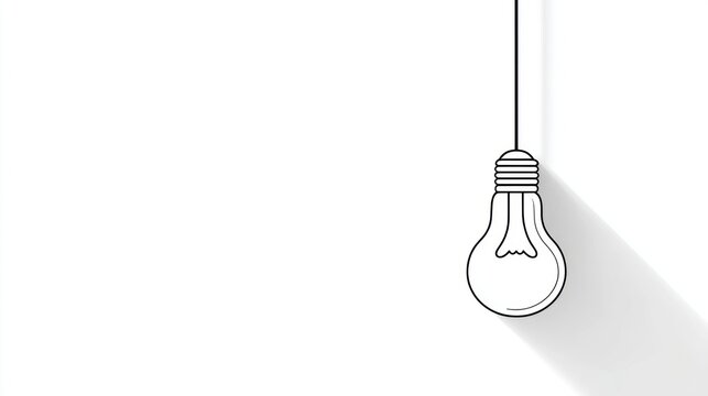 Simple line drawing of a lightbulb hanging down, casting a long shadow