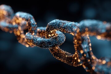 technology concept on Low poly or polygonal style design with a chain of encrypted blocks to secure cryptocurrencies and bitcoin for online payments and money transaction on virtual screen