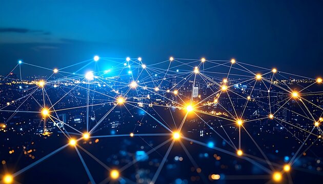 Smart City Network at Night.