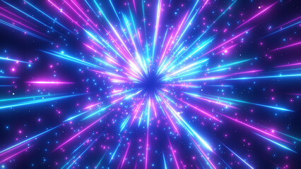 宇宙のようなカラフルな集中線のエフェクト背景