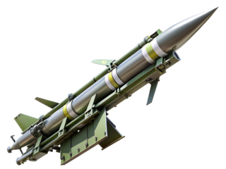 close up view of a military missile detailed ana isolated on white background isolated on white background ,PNG.AI Generated.