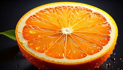 Juicy Orange Slice with Dark Background.