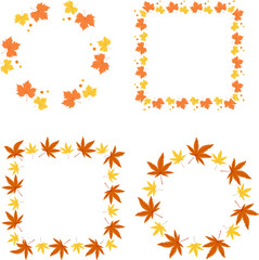 Autumn Maple Leaves Frame Vector Set Illustration  가을 단풍잎 프레임 세트 벡터