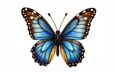 Fototapeta premium Blue and Brown Butterfly Sketch with Distinct Spots and Elegant Details. High quality