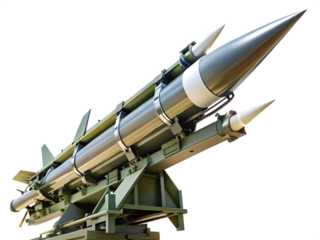 close up view of a military missile detailed ana isolated on white background isolated on white background ,PNG.AI Generated.