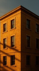 Obraz premium Golden hour urban architecture silhouette.