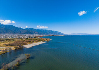 The scenery of Cangshan Mountain and Erhai Lake in Dali, Yunnan
