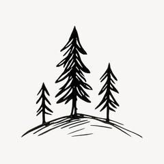 Obraz premium Minimalist sketch of pine trees.