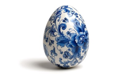 A ceramic painted Easter egg isolated on the white background 