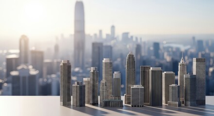 Fototapeta premium Modern city skyline with skyscrapers in the background