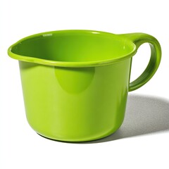 Bright lime green plastic bowl with handle