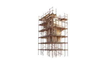 High-rise scaffolding isolated on transparent background