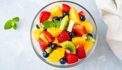 Delicious Summer Fruit Salad A Refreshing Blend of Mango, Strawberry, Kiwi, and Blueberry