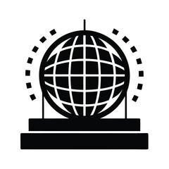 Vector art of a black and illustration of a globe a stage with dotted lines, isolated a