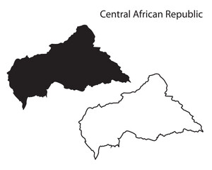 Simple Central African Republic map silhouette vector. Clean black outline of African country, perfect for infographics, prints, and design projects
