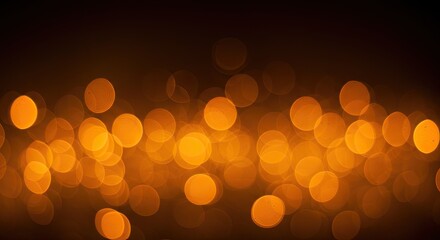 Abstract Bokeh Circles of Warm Golden Light on Dark Background