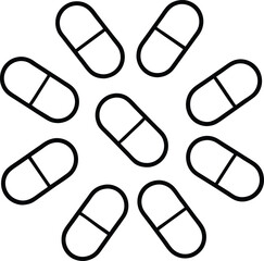 Vitamin Capsules Flat Lay Supplement Pills on White Background Vector Design