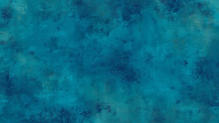 Textured grunge background with teal, turquoise, and aqua tones, distressed surface with scratches and dark spots, abstract weathered pattern evoking depth, calm, and aquatic tranquility