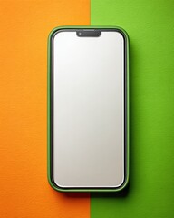 A vibrant green-bordered smartphone