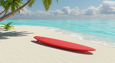楽園の赤いサーフボード