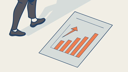 Business Growth Chart with Walking Person.
