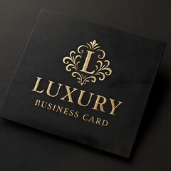 Luxury embossed business card mockup on dark paper