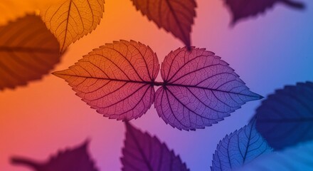 Vibrant Duo: Skeletons of Leaves in Sunset Hues