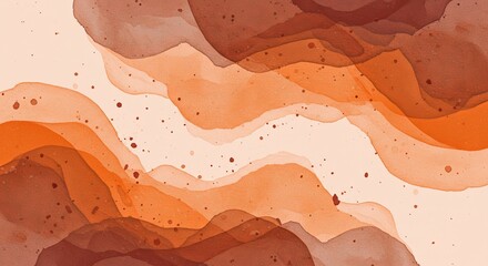Terracotta Abstract Watercolor Background: Organic Waves and Hues for Design Projects