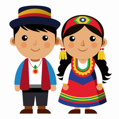 Fototapeta premium Andean Culture. Traditional Clothing of a South American Couple