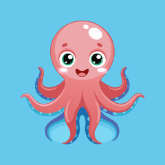 Fototapeta premium Adorable Cartoon Octopus Illustration