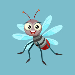 Fototapeta premium Cheerful Cartoon Mosquito Illustration