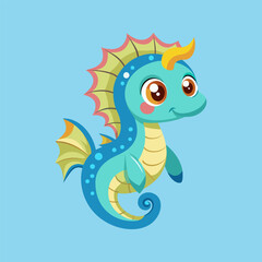 Fototapeta premium Adorable Cartoon Sea Horse Illustration