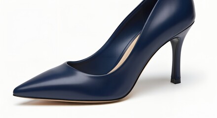 dark blue high heel with pointed toe design