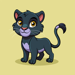 Obraz premium Adorable Black Panther Cub Cartoon Illustration
