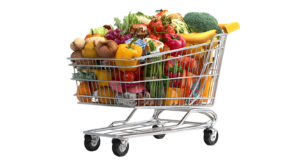 Full Shopping Cart Fresh Produce Grocery Shopping