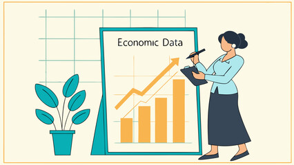 Businesswoman Analyzing Positive Economic Growth Data on Chart.