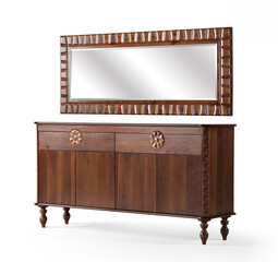 wooden console isolated on white background . corner view