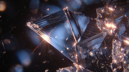 Alien ice crystals form impossible geometric shapes in zero gravity, refracting distant supernovae light.