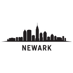 Fototapeta premium Newark skyline horizontal banner. Newark, New Jersey. Vector template for your design. Vector black silhouette. with white background