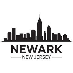 Naklejka premium Newark skyline horizontal banner. Newark, New Jersey. Vector template for your design. Vector black silhouette. with white background