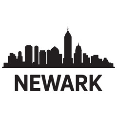 Naklejka premium Newark skyline horizontal banner. Newark, New Jersey. Vector template for your design. Vector black silhouette. with white background